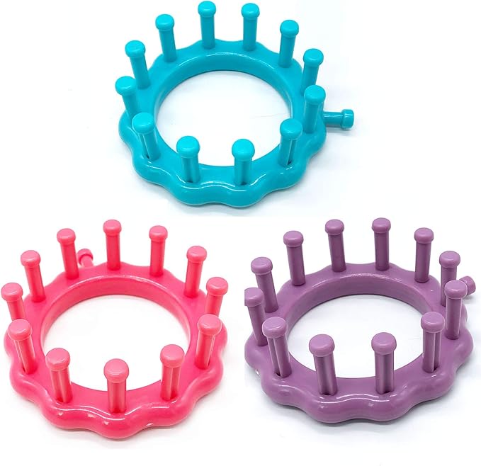WAYION Round Knitting Loom Plastic Hat Weaving Looms Kit with Loom Hook/Needle, Creativity for Friends Small Knitting Loom Kit - Perfect for Sock, Hat, Leg & Arm Warmers, Scarf & More (Pink)