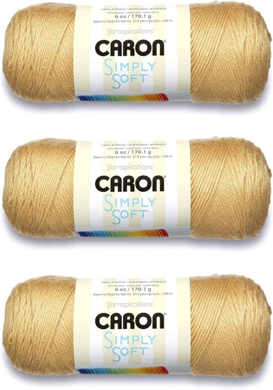 Caron Simply Soft Autumn Maize Yarn - 3 Pack of 170g/6oz - Acrylic - 4 Medium (Worsted) - 315 Yards - Knitting/Crochet