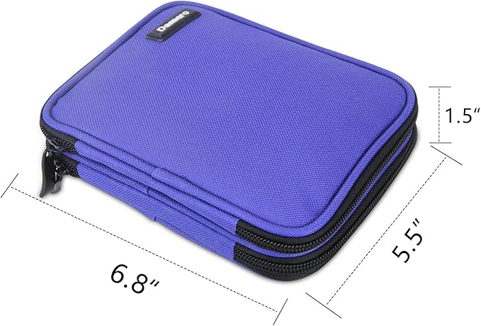 Damero Crochet Hook Case, Organizer Zipper Bag with Web Pockets for Various Crochet Needles and Knitting Accessories, Well Made and Easy to Carry, Medium, Blue Violet (No Accessories Included)
