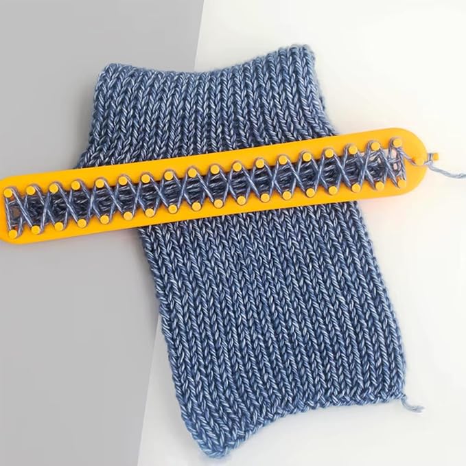 Rectangle Knitting Looms，Plastic Weaving Looms Set，Weaving Loom，Scarf Hats Making Tools，DIY Crocheting Handmade Craft Kit with a Crochet Hook and Needle for Knitting Lovers，36 cm (Yellow)