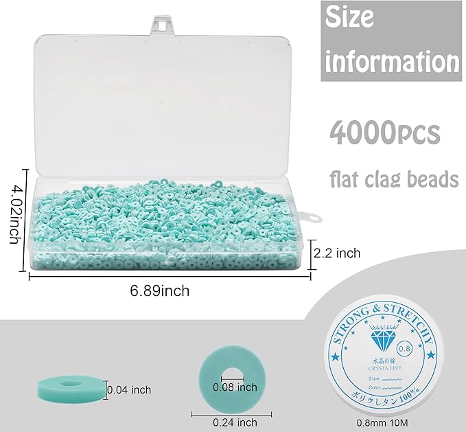 4000 Pcs Clay Beads for Bracelets Making, Polymer Spacer Flat DIY for Jewelry Necklace Earring Making Kit, Preppy Aesthetic Heishi Heshie Thin Disk Beads Assortments Set 4 6 8MM (CY-7-11, 6MM)
