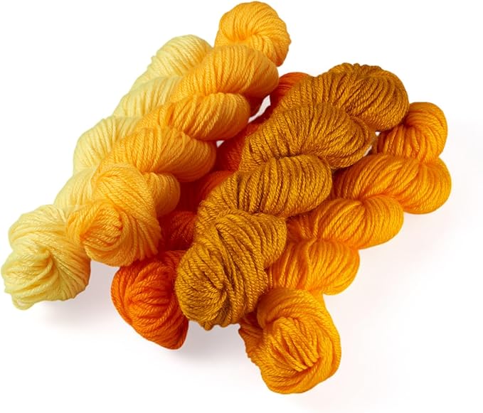 Cheriswelry 5 Skeins Yellow Craft Sewing Cord Threads for Weaving Soft Acrylic Fiber Yarn for Knitting 2.2mm Multicolor Skeins Yarn kit for Crochet Beginners Adults