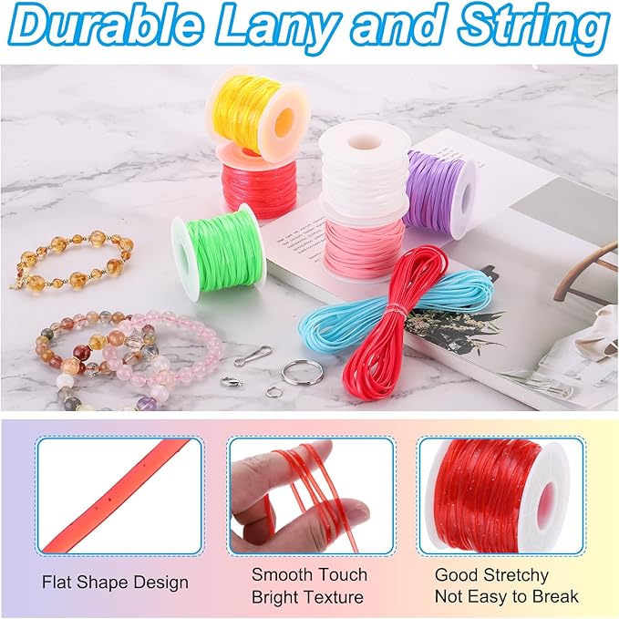 PATIKIL Lanyard String Kit, 2 Rolls Glitters Plastic Lacing Cord Gimp String Lanyard Weaving Kit with Lanyards Accessories for Jewelry Making DIY Crafts, Bracelets, Keychains, Orange
