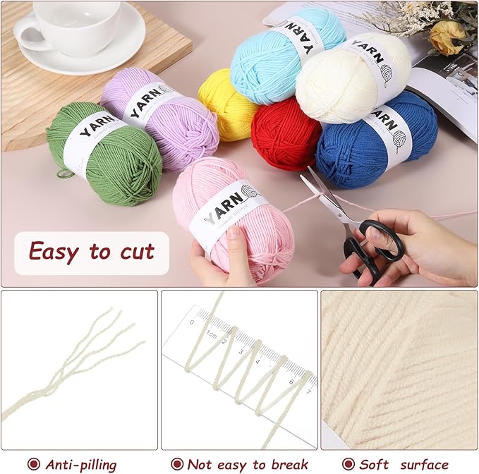 6Pcs Beige Acrylic Yarn 790 Yard 4 Ply Soft Crochet Yarns Sport Weight Yarn,[for DIY Crocheting Knitting Craft Blankets Hats]-300g