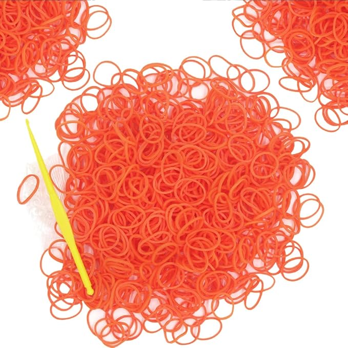 6000-Pack Rubber Loom Bands Making Kit,50PCS S-Clips10-Hooks,Colorful Rubber Bands Refill Kits for Weaving DIY Crafting Gift (Orange)