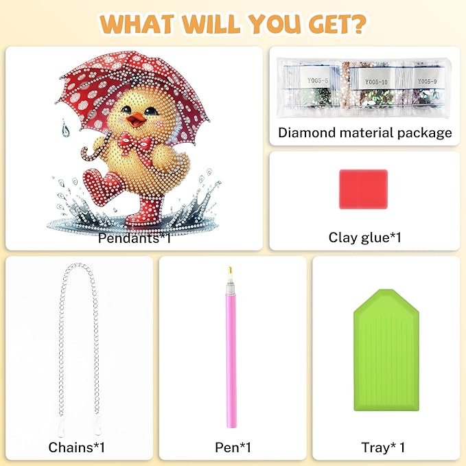 Bowetile Duck Diamond Art Hanging Kits for Adults, Diamond Art Suncatchers Easter, 5D Special Shape Diamond Painting Pendant Window Ornament Gifts for Home Wall Door Garden Decor