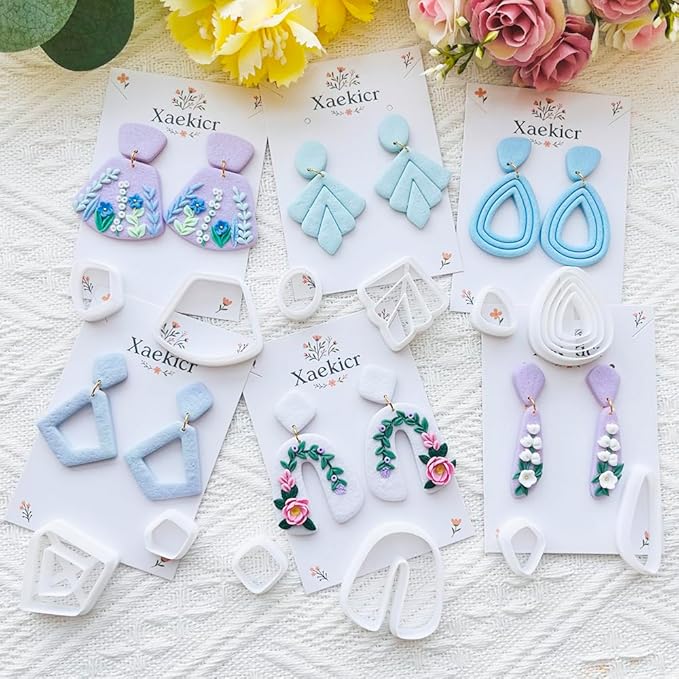 Xaekicr Abstract Shapes Polymer Clay Cutters Set – Clay Cutters for Polymer Molds, Clay Earring and Versatile Tools