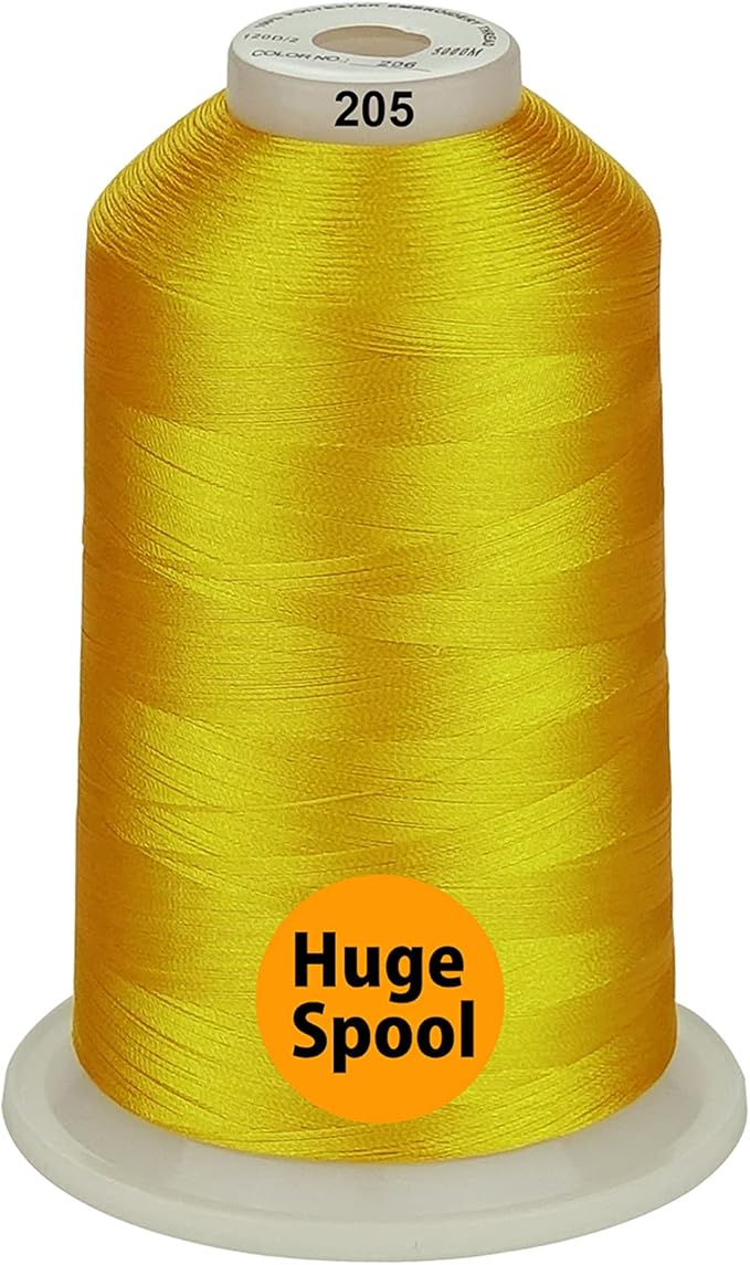 Simthread - 33 Selections - Various Assorted Color Packs of Polyester Embroidery Machine Thread Huge Spool 5500Y for All Purpose Sewing Embroidery Machines - #205 Yellow