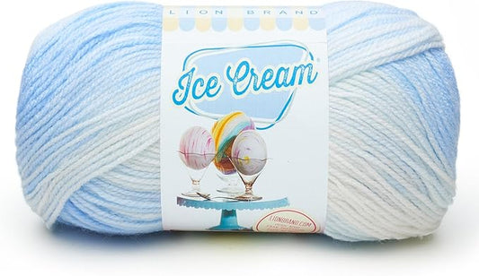 (1 Skein) Lion Brand Yarn Ice Cream Baby Yarn, Blueberry