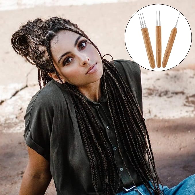 AUGSUN Dreadlock Crochet Hook Tool,Braid Hair Dreadlocks Needle, Interlocking Tool for Locs,Weaving Crochet for Braid Craft Knitting Needles (0.5mm)