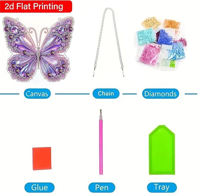 ARPADAMO Hanging Diamonds Art kit for Adult,DIY Butterfly Pendant Diamonds Painting Art Kit, 7.8x7.8 inch Acrylic Diamonds Painting Board Kit Ornament, Special Crystal Diamond Hanging Ornament