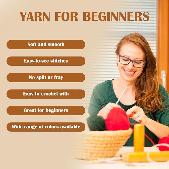 SIMEIQI 10×50g Beginners Yarn Kit for Crocheting and Knitting,Cotton Nylon Blend Yarn for Hand DIY Bag Basket Dolls and Cushion F