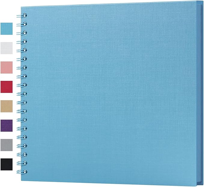 potricher 10 x 10 Inch DIY Scrapbook Album 40 Pages Hardcover Kraft Paper Scrap Book Photo Albums Memory Book for Wedding and Anniversary Family (Blue, 10 Inch)