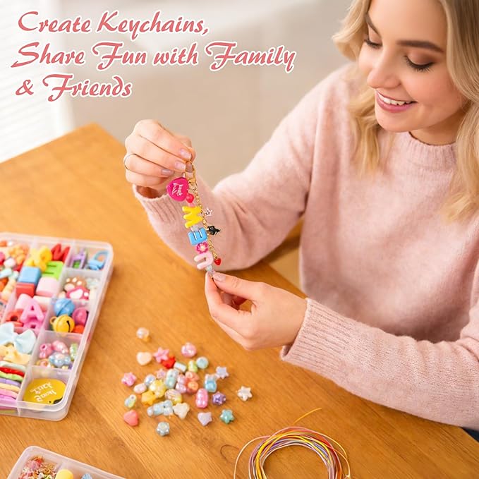 Ecoofor 502 Pcs Keychain Making Kit - Includes 25 Keychain Clips, 30 Extender Chains, 162 Charms, Beading Accessories, Jewelry Pliers - DIY Bag Charms & Jewelry Craft Kit Supplies
