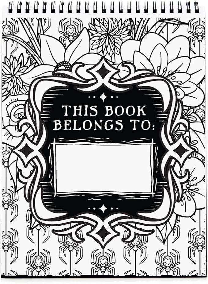Conquest Journals Waiting for The Night Gothic Love Coloring Book, Goth Valentine's Day-Inspired Designs to Color, 30 Perforated Pages, Top-Spiral, Durable Bookboard-Wrapped Back Cover, 8'' x 10.5''