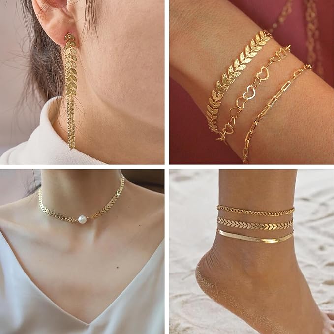 KYUNHOO 16.4/5M Gold Plated Chains for Jewelry Making Embossed Leaf Chain Roll Light Gold Jewelry Making Chains with Lobster Clasps and Jump Rings for Crafting