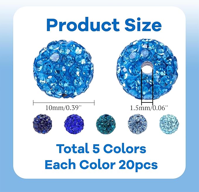 10mm Grade A Teal Rhinestone Beads for Baseball Necklace-Peacock Blue Round Disco Ball Bead Rhinestone Clay Beads for Earring Jewelry Making,Necklace Bracelet,DIY Craft Supplies(200 pcs)