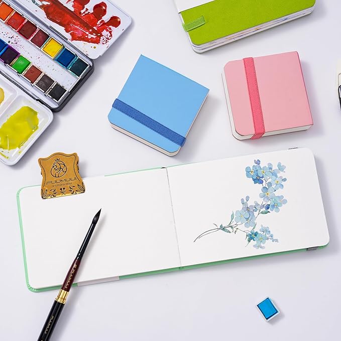 Watercolor Journal, Fuumuui 4"x6" Watercolor Sketchbook with 24 Sheets 140 LB (300 GSM) Cotton Paper for Painting, Drawing, Art Journaling, Sketchbook As Travel Notebook