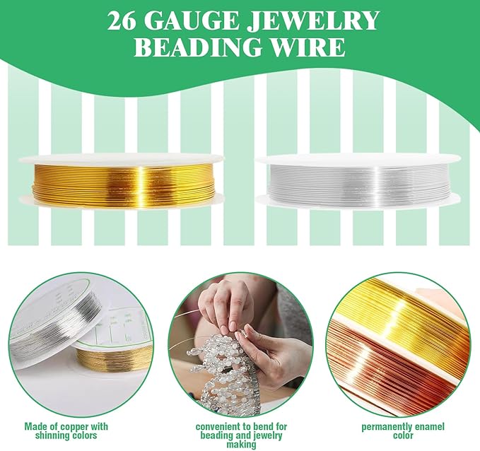Yauhar 1166Pcs Jewelry Making Supplies Kit Contains Silver & Gold Earring Findings, Lobster Claw Clasps, Necklace Extender Chain, Beading Wire and Jewelry Pliers for DIY and Repair