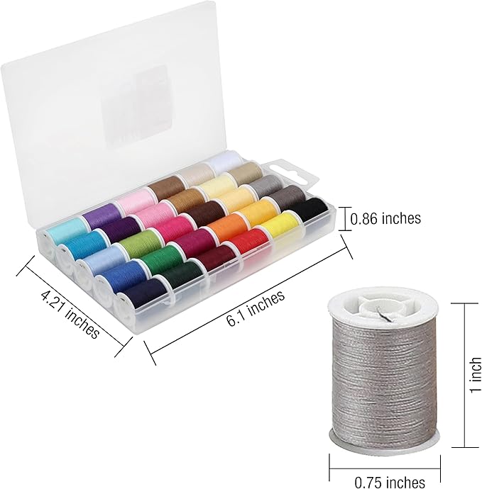 SINGER Polyester Sewing Thread Set - 30 Assorted Colors, 50 Yards per Mini Thread Spool, Sewing Kit Includes 5 Large Eye Hand Needles, 1 Needle Threader, Suitable for Hand and Machine Sewing