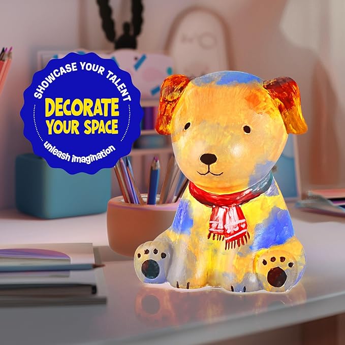 laoese paint your own dog lamp kit, art supplies painting kits for kids, arts and crafts for kids ages 8-12, dog toys girls boys halloween birthday christmas gifts ages 3 4 5 6 7 8 9 10 11 12+