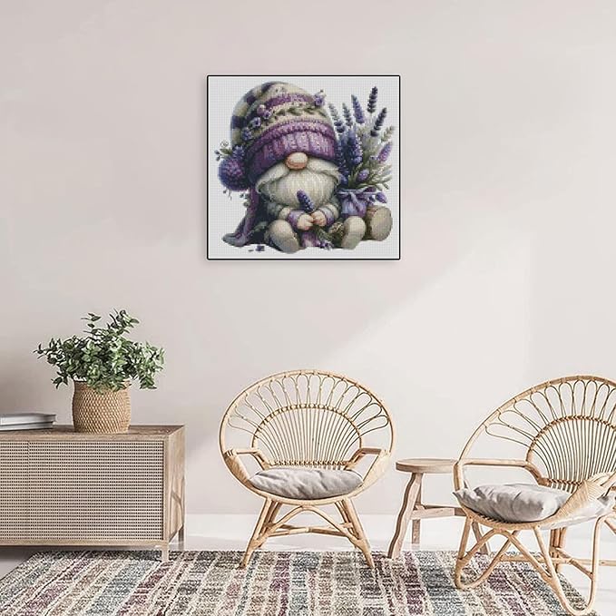 gnome stamped cross stitch kits flower gnome cross stitch patterns,dimensions cross stitch kits embroidery kit arts and crafts for beginners 13.7x13.7 inch