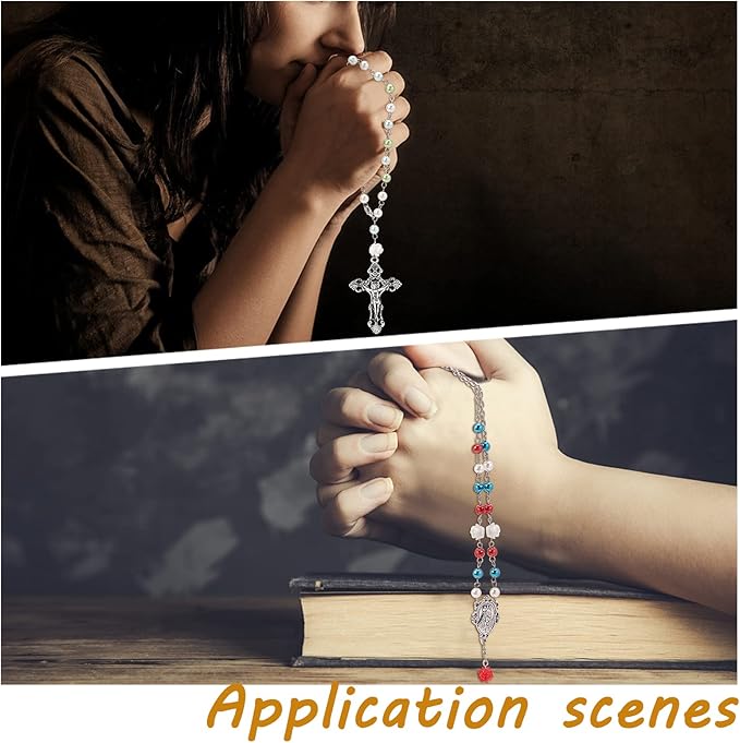 PH PandaHall Rosary Necklace Making Kit Rosary Prayer Jewelry Making Supplies First Communion Necklace Set Pearl Beads Cross Beads Kit for Easter Eid Mubarak Ramadan Bracelets Necklaces