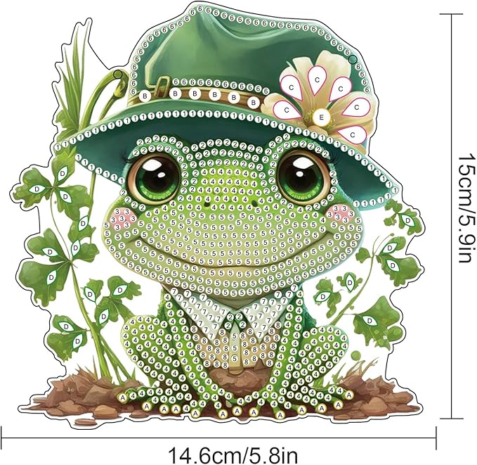 AiYuanzsh Frog Diamond Painting Pendant Kit, 5D DIY Diamond Art Hanging Ornament with Chain, Paint by Number Acrylic Wall Decor, Craft Gift for Adults