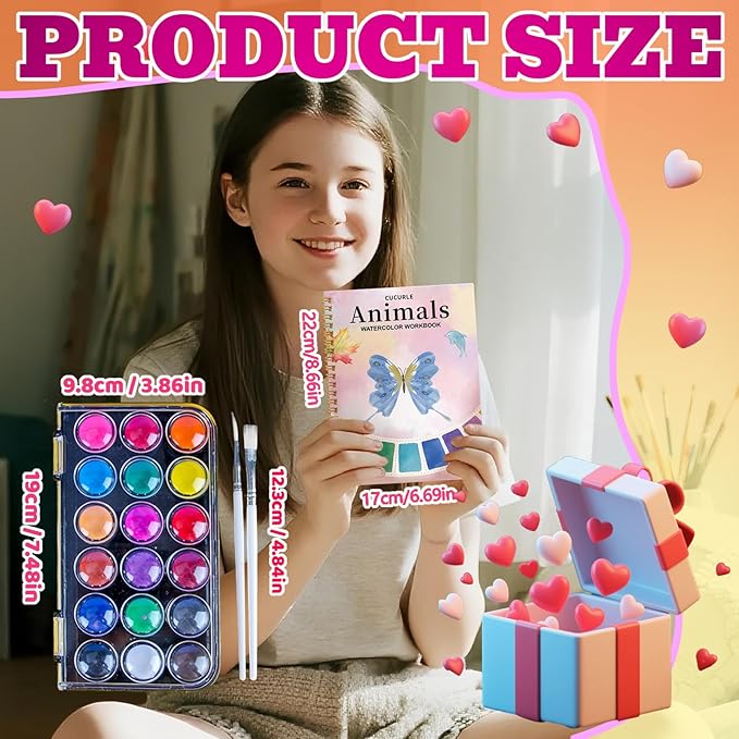 Watercolor Workbook Spring Animal Coloring Book with 18 Colors Water Color Tutorial Instruction Painting Book Travel Kit Paint Set for Adults Beginners Artists