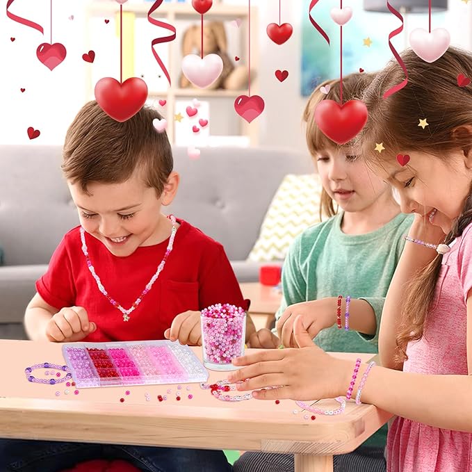 UPINS 1200Pcs Valentines Day Pearl Beads,Red Pink White Beads for Jewelry Making Bracelets 6mm Wedding Party Decoration Necklace Earrings Hair Beads DIY Crafts Supplies
