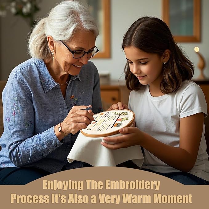 hi-yomilaugh 3 pack beginner embroidery kit & cross stitch kits for adults, needles & tools, easy needlepoint set with step-by-step instructions & video tutorial