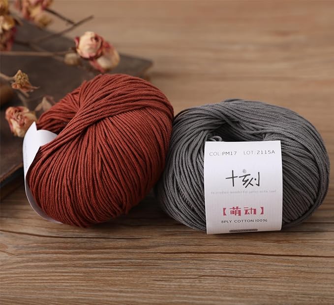 Fine Weight Knitted and Crocheted Cotton Yarn, 100% Long Staple Cotton Yarn, Baby Sports, 2 Packages of 100g/3.52oz (Per Skein 50g/162yards)-Dark Cloud Grey