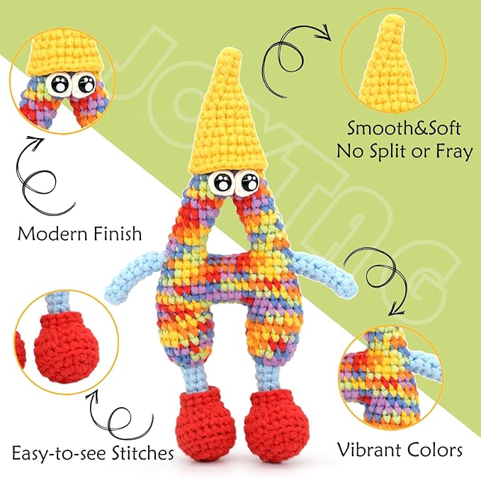 50g Rainbow Beginner Crochet Yarn for Crocheting and Knitting Multicolor Cotton Crochet Yarn for Beginners Easy Yarn for Beginners(Rainbow 01)