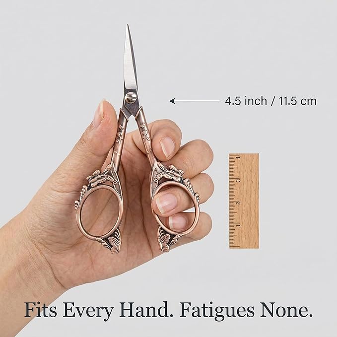 Crochet Scissors with Cover – Rose Gold Vintage Small Embroidery Scissors, Sharp Craft Scissors for Yarn Thread Sewing Needlework, Cute Butterfly Design Gift for Crocheter Quilter, 4.6 Inch