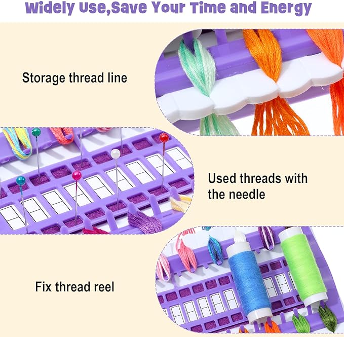 50 Positions Floss Organizer Embroidery Shelf, Thread Organizers for Sewing and Cross Stitch Embroidery Thread, Paper Card Sewing Needle, Embroidery' Floss Organizer