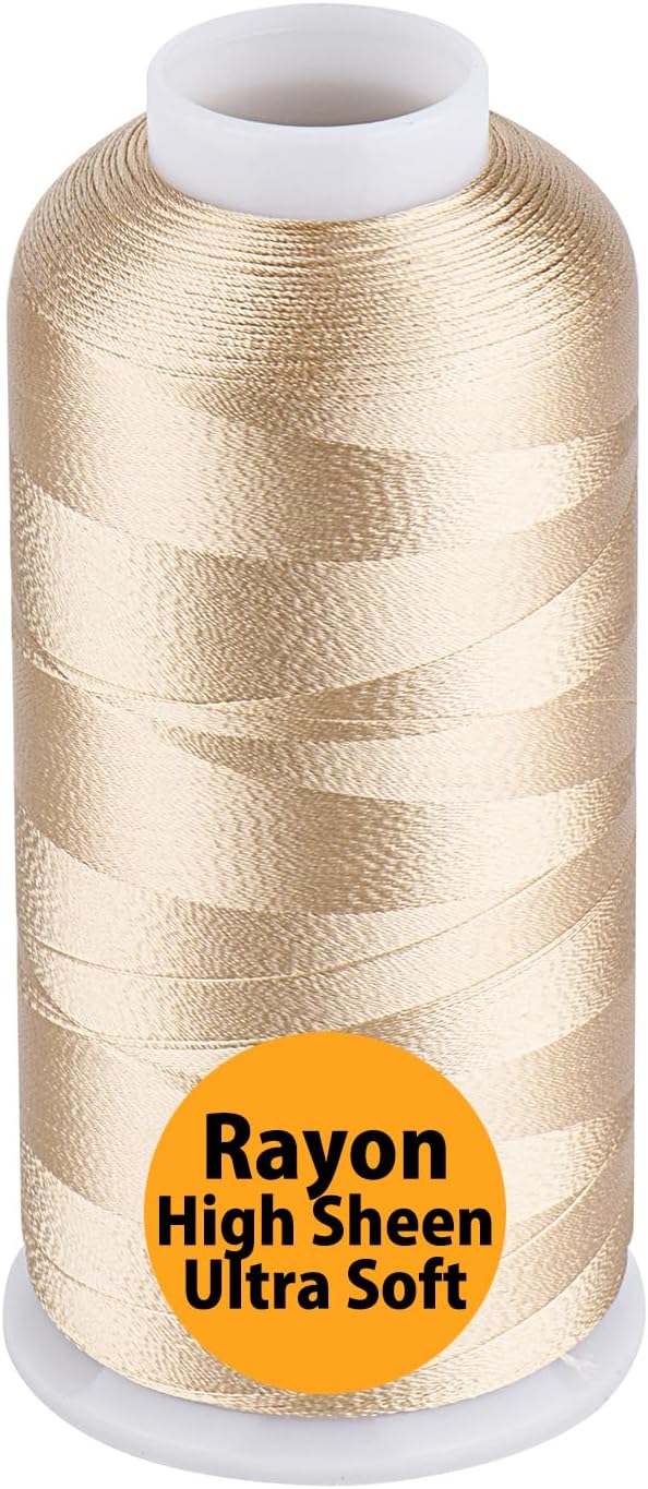 Simthread Rayon Embroidery Thread 5500 Yards, 40wt 100% Rayon Viscose for Commercial and Domestic Machines - Latte 1055