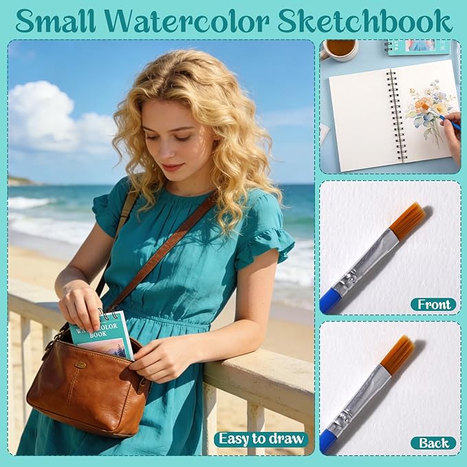 40 Sheets Watercolor Sketchbook with 36 Colors Watercolor Paint Set, 140lb/300g Watercolor Paper (5.5"x 8.5" & 3.5" x 5.5") Watercolor Painting Supplies for Artists Beginner