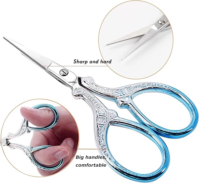 Small Sewing Scissors 3.6Inch Scissors with Leather Scissor Cover Stainless Steel Sharp Shears Dressmaker Shears Scissor for Needlework DIY Craft Thread Cutting Multi Purpose