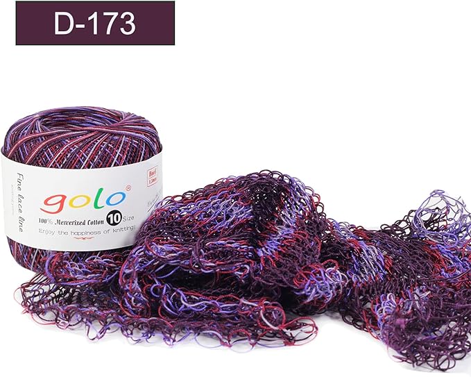 Golo Crochet Thread Size 10 for Hand Knitting - Multicolour Rainbow Yarn D173
