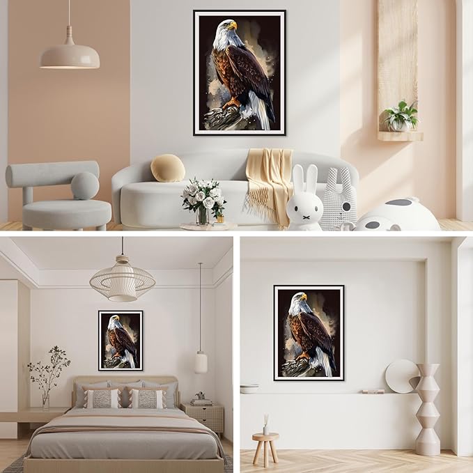 SENQAO Eagle Diamond Painting Kits for Adults, American Bald Eagle Full Drill Round Diamond Painting, for Room Decor Bedroom Decor Or Birthday for Friends 30x40cm