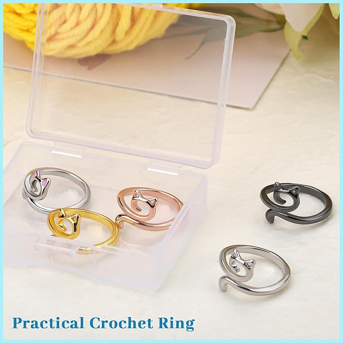 5 Pcs Crochet Ring, Adjustable Crochet Tension Rings, Yarn Ring for Finger Knitting Loop Accessories Tools, Yarn Rings for Women Mother Grandma