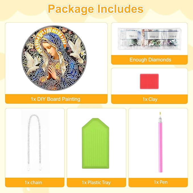 TOSTOG Virgin Mary Diamond Art Hanging Kits for Adults, Religious Artwork Diamond Painting for Adults Window Pendant, Special Shape Diamonds Diamond Painting Hanging Pendant Kit for Home Decor Gift
