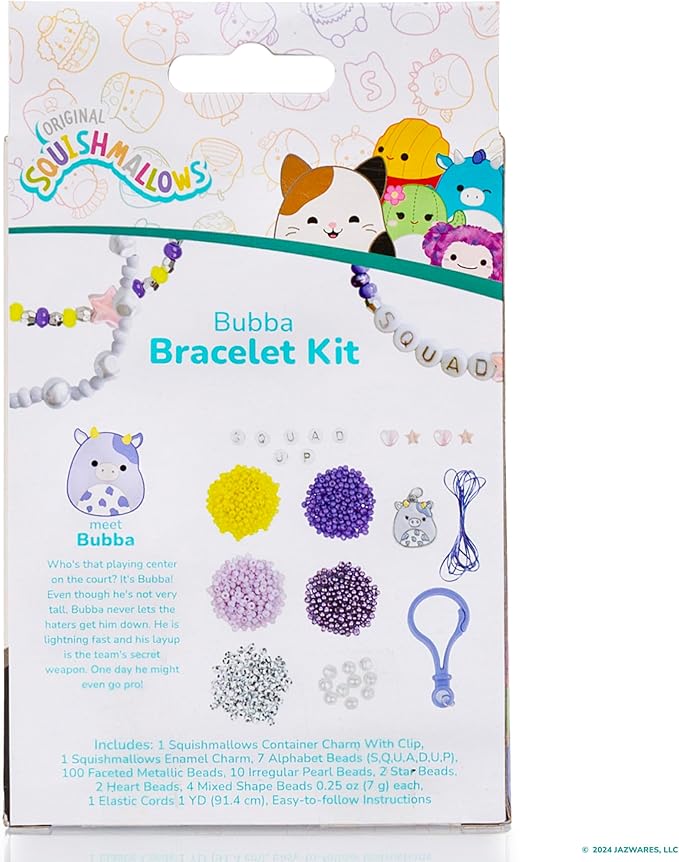 Original Squishmallows Bubba The Cow Bracelet Kit, Bracelet Making Kit, Friendship Bracelet Kit, Charm Bracelet, Charm Bracelet Making Kit, Gifts for Girls, 7 Year Old Girl Birthday Gifts, Crafts