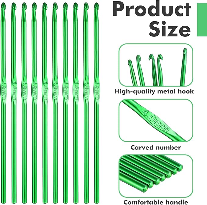 TIESOME 20 Pcs 4mm Crochet Hooks, US Size G/6 Small Crochet Hooks Aluminum Knitting Needles with Markers for Chunky Yarn Beginners or Professionals
