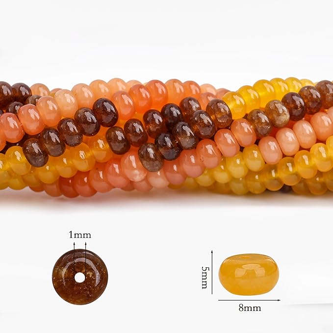 2 Strands (150PCs) Yellow Shade Jade Rondelle Beads, 5 * 8mm Gemstone Loose Spacer Abacus Disk Beads for DIY Bracelet Necklace Earrings Jewelry Making, Craft Supplies Beading Kit