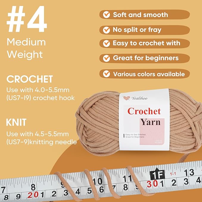 Easy Crochet Yarn for Beginners, 3 Pack × 1.8 oz Beginner Yarn for Crocheting & Knitting Thick and Soft, Owl Amigurumi Crochet Kit with Video Tutorials, Easy-to-See Stitches, Worsted Medium # 4