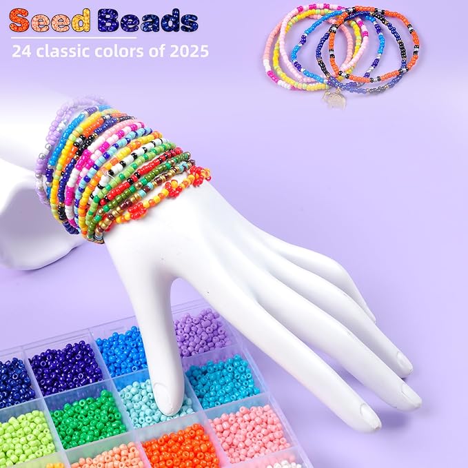 OCCALONG 6 Box Set Friendship Bracelet Making Kit - 13000 Pcs, DIY Jewelry Making Set - Includes Clay, Seed, Pony Beads, Charms, and String