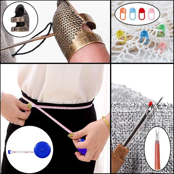 Punch Needle, 43 Pieces Punch Needle Tool and Instructions - Punch Needle Embroidery Kit with Embroidery Tools, Seam Ripper, Threader and Thimble, Needle Punch Kits for Beginners