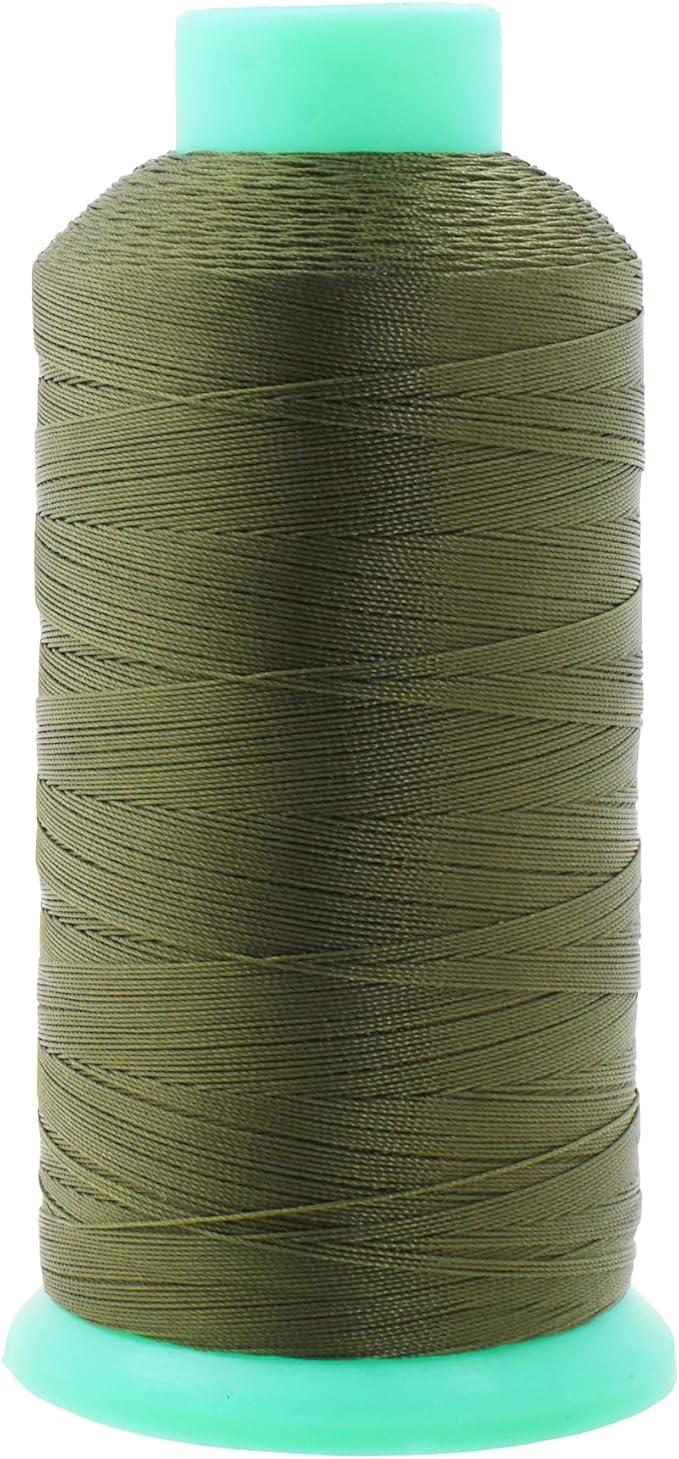 Mandala Crafts Size 92 280D T90 Bonded Nylon Thread - Olive Drab 1100 YDs Tex 90 Heavy Duty Sewing Threads for Leather, Jeans, Weaving, Outdoor Marine Upholstery