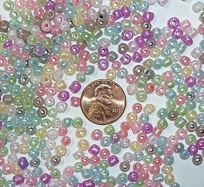 Seed Beads 6/0 4mm Glass Pony Beading DIY Craft Jewelry Making Assorted Mixed Colors, Large Bulk Set of Beads (Pastel Colors 3/4 Pound)